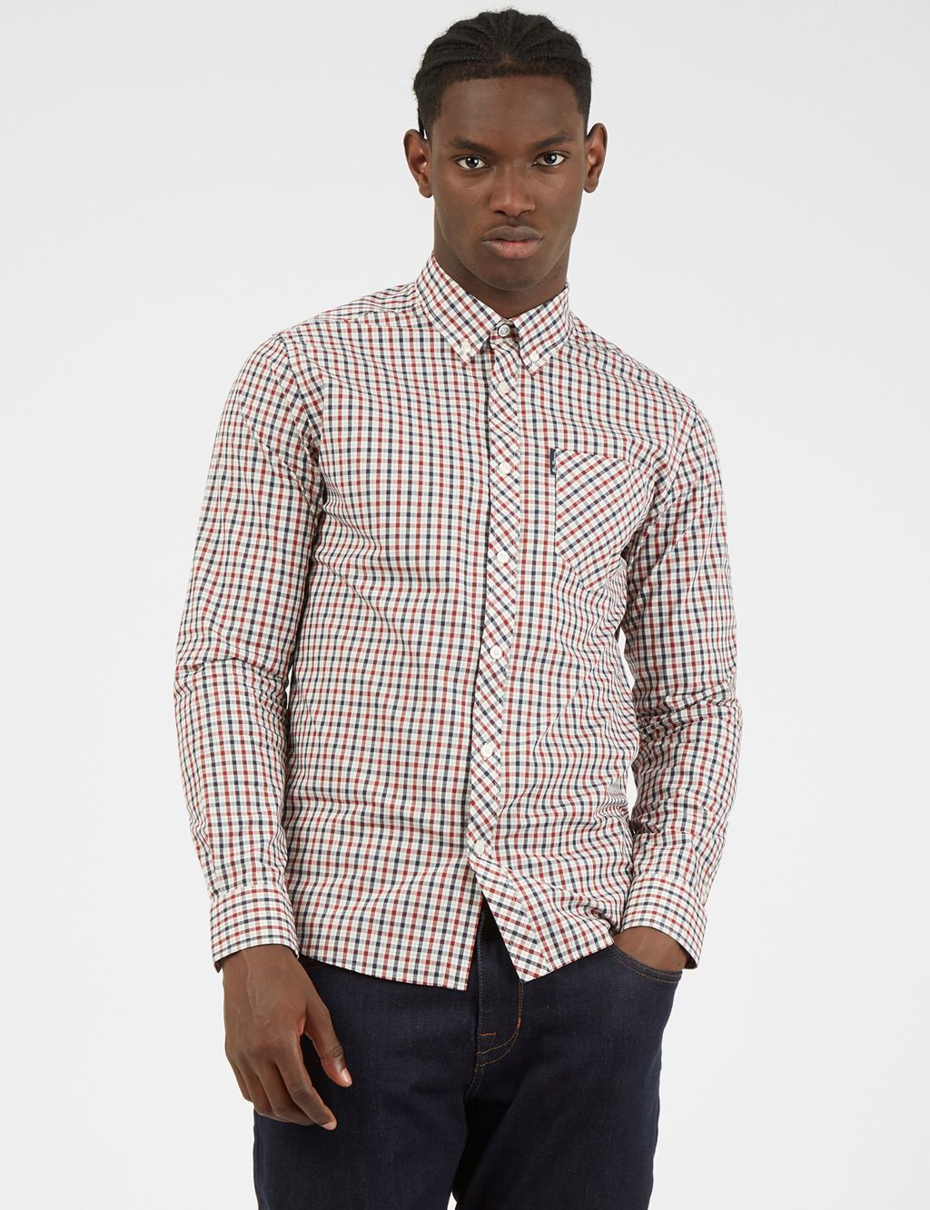 Regular Fit Pure Cotton Gingham Oxford Shirt image 1