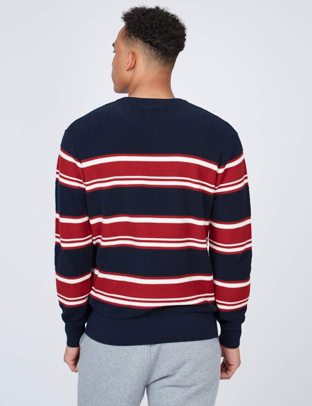 Pure Cotton Striped Crew Neck Jumper image 3
