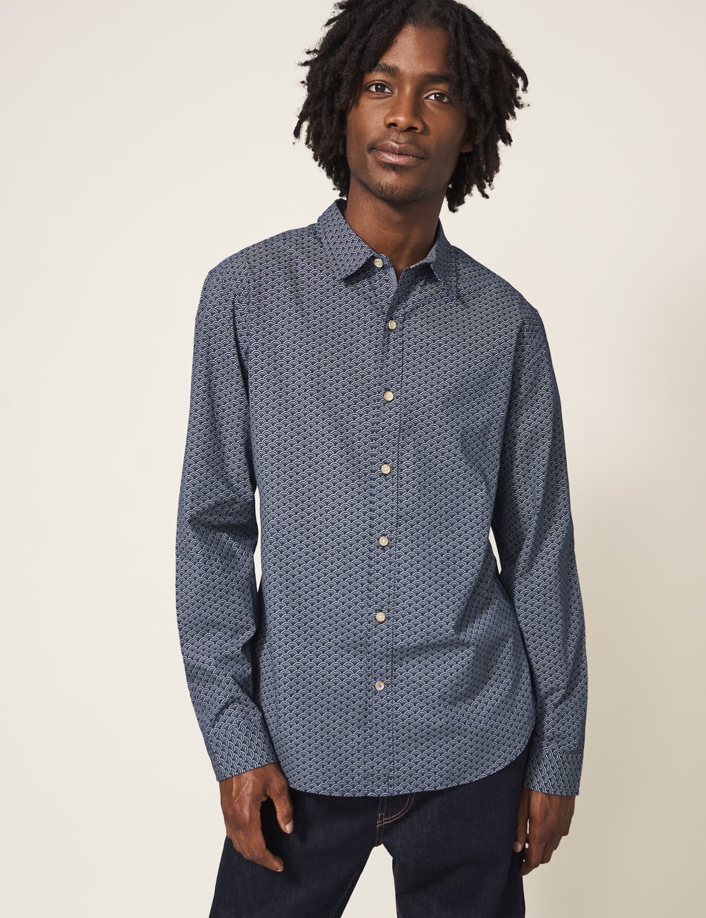Pure Cotton Geometric Print Shirt