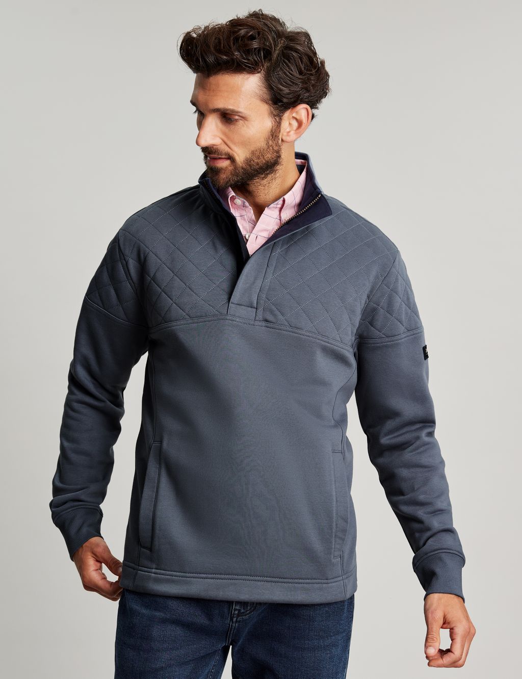 Cotton Rich Funnel Neck Half Zip Sweatshirt image 1