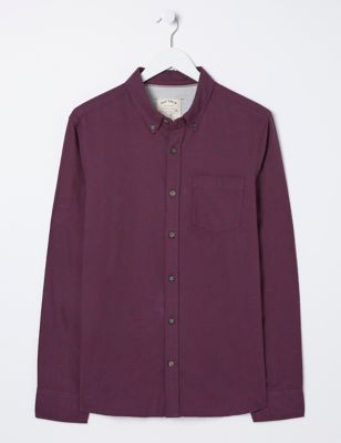 Fatface Mens Pure Cotton Flannel Shirt - XSREG - Burgundy, Burgundy