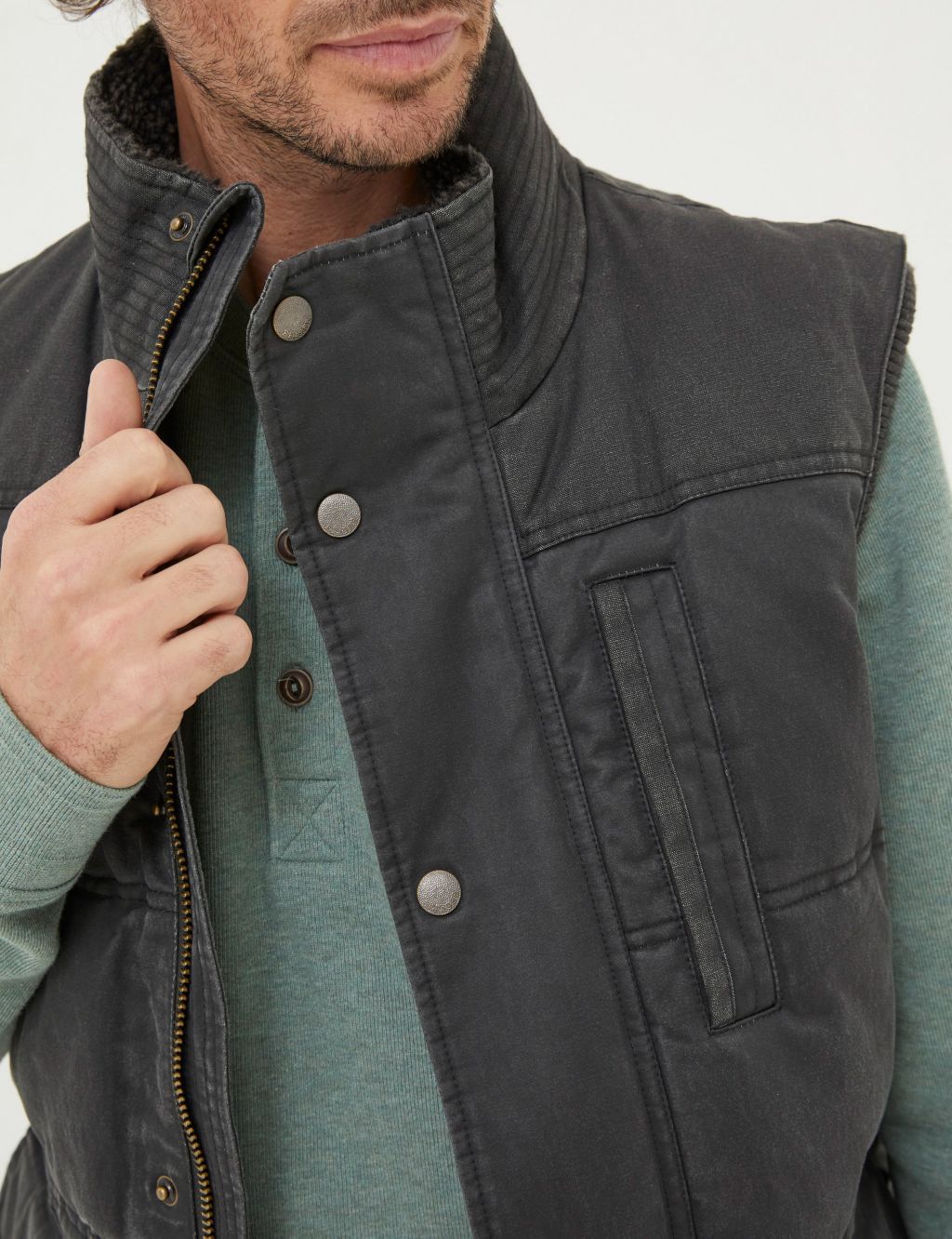 Cotton Rich Padded Funnel Neck Gilet image 4