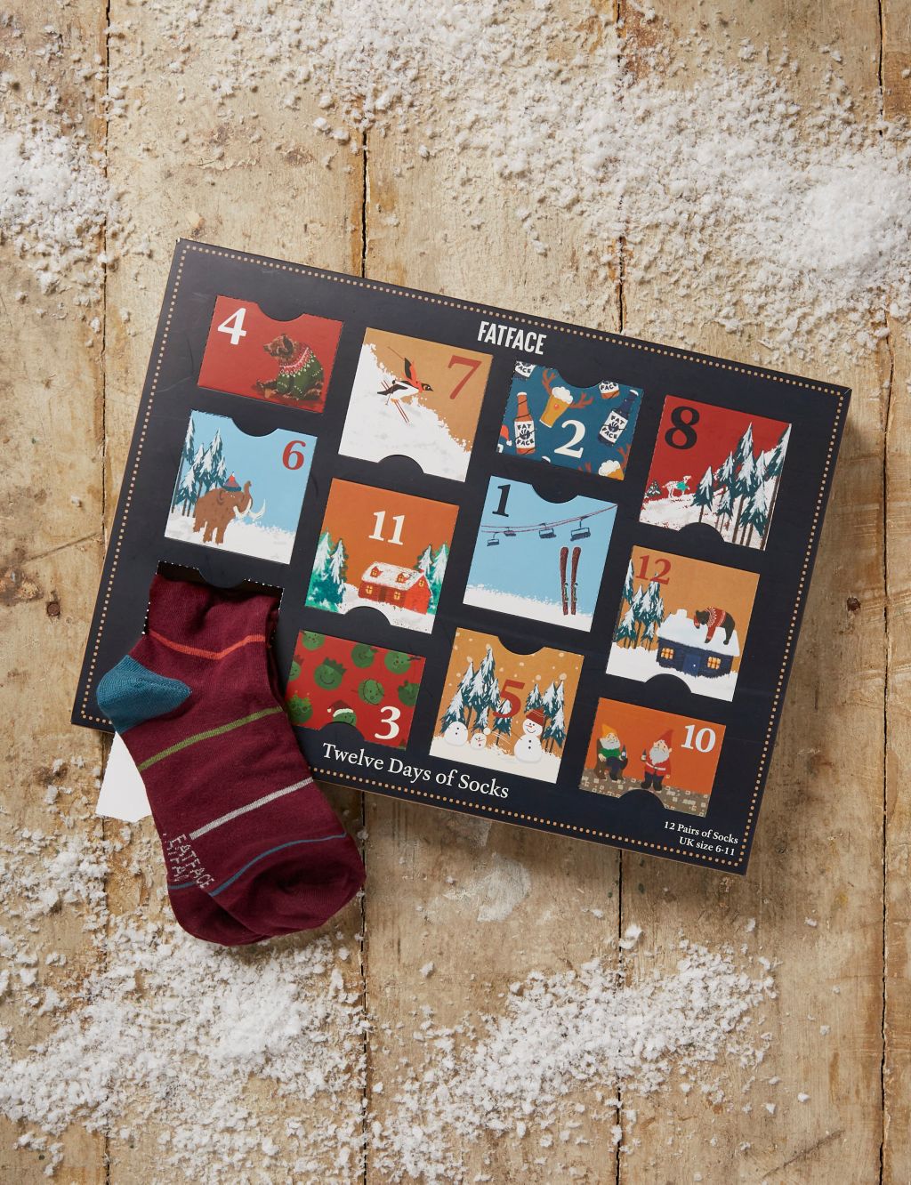 12pk Assorted Christmas Socks Gift Box image 1