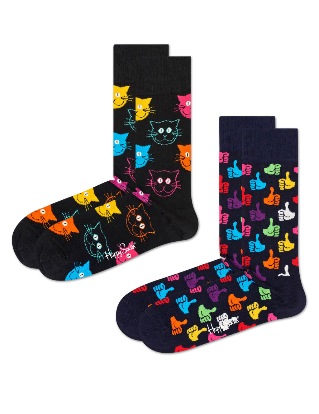 2pk Assorted Cat Cotton Rich Socks