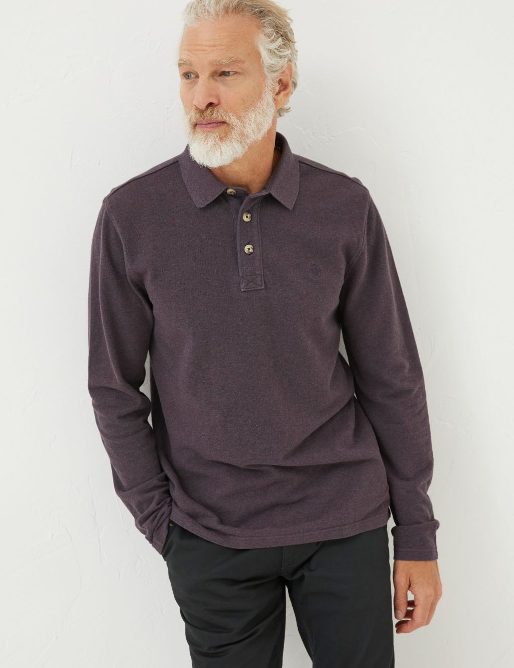 Organic Cotton Pique Long Sleeve Polo Shirt