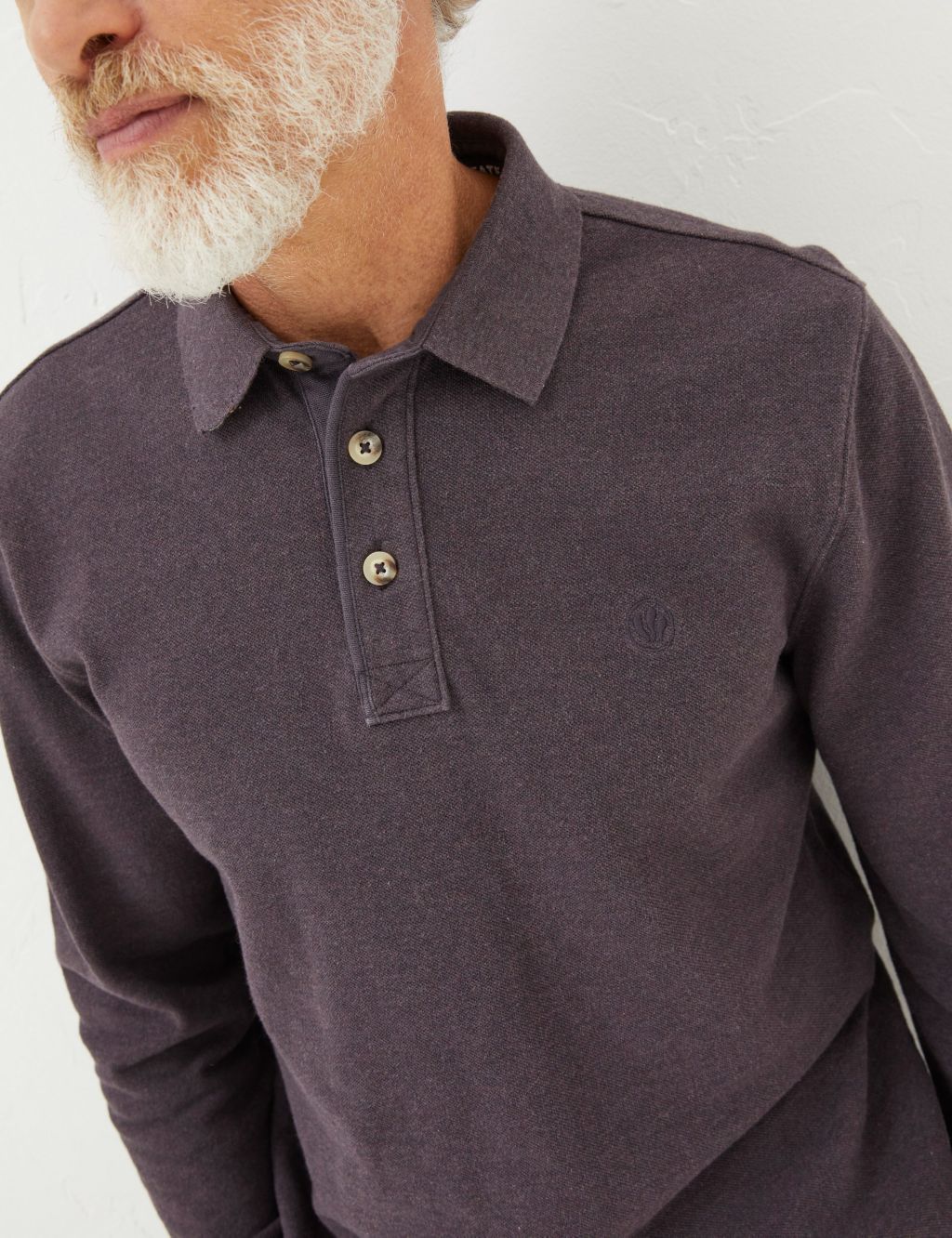 Organic Cotton Pique Long Sleeve Polo Shirt image 4