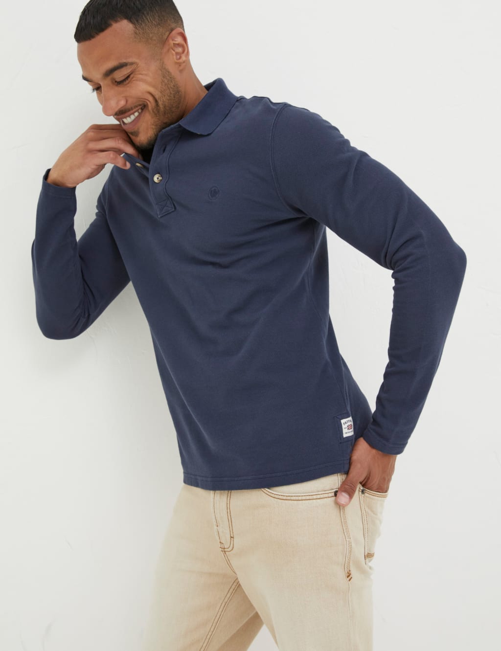 Organic Cotton Pique Long Sleeve Polo Shirt image 1