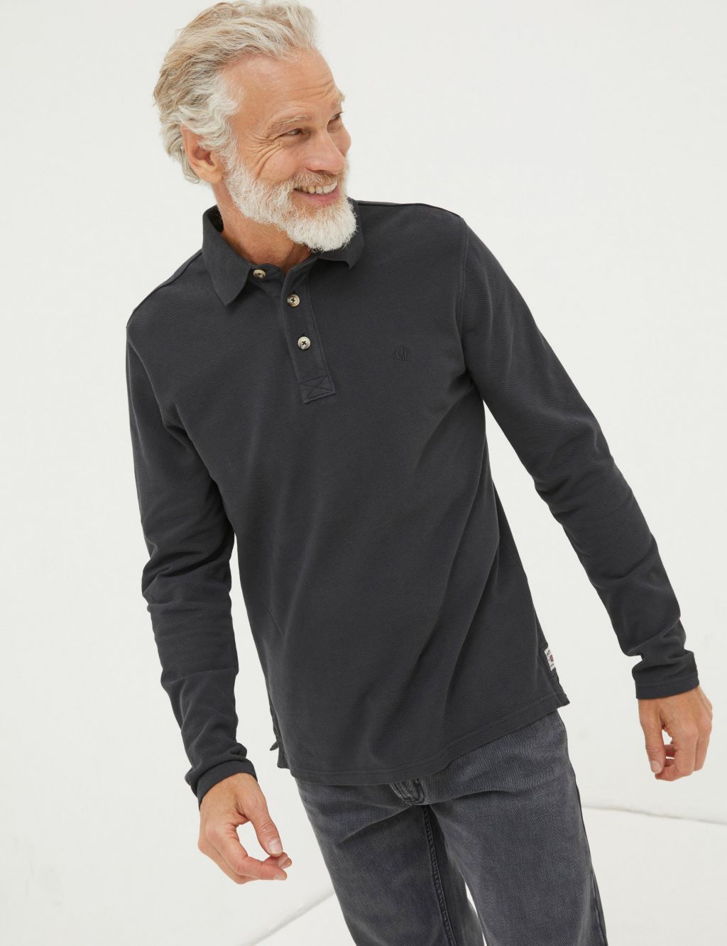 Organic Cotton Pique Long Sleeve Polo Shirt