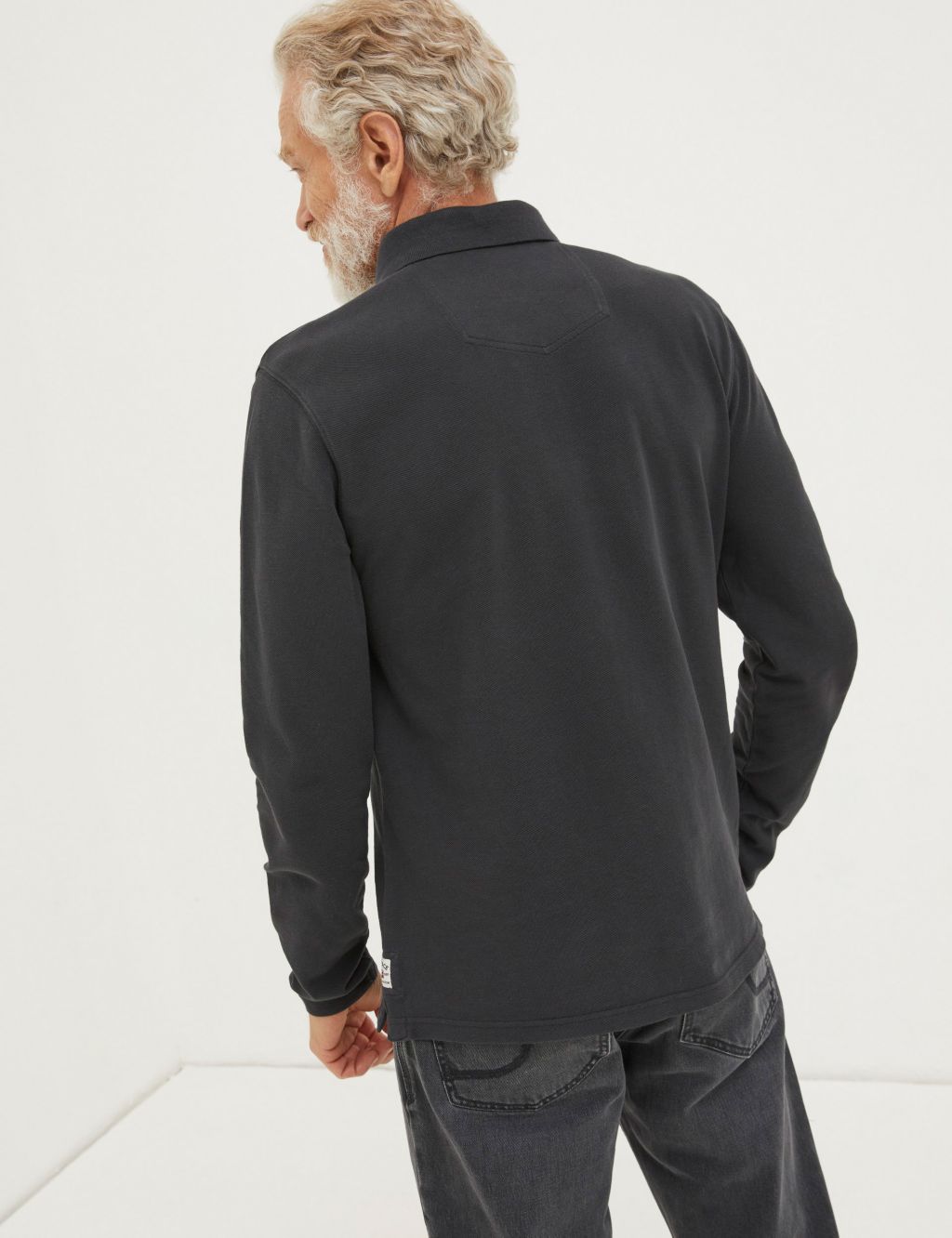 Organic Cotton Pique Long Sleeve Polo Shirt image 3