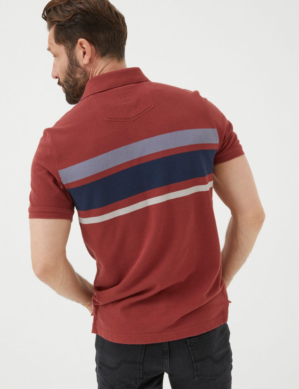 Pure Cotton Pique Striped Polo Shirt image 3