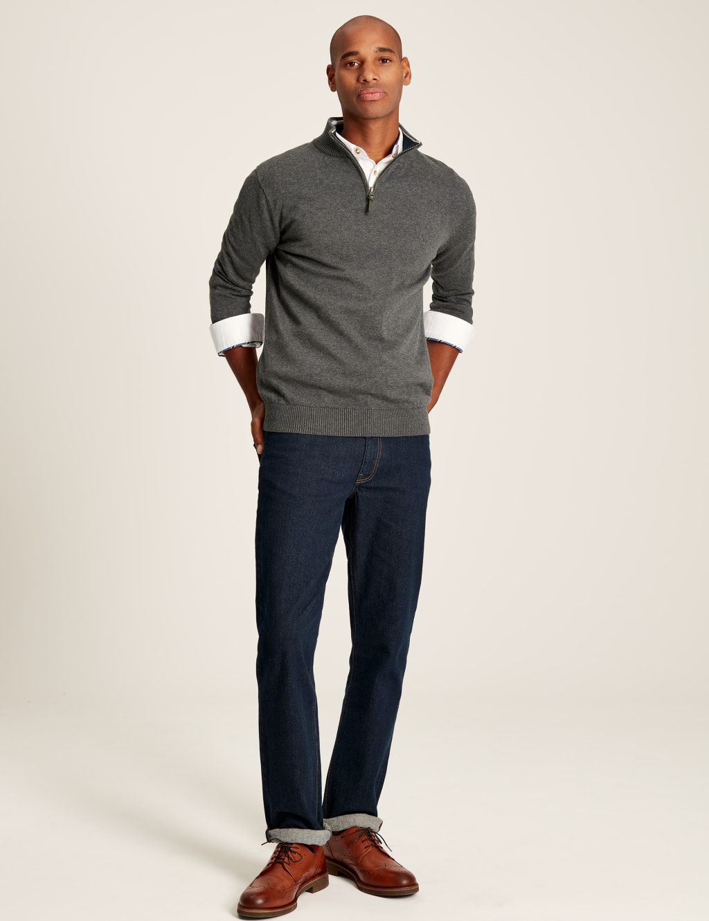 Pure Cotton Funnel Neck Half Zip Jumper image 2