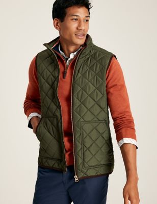 Joules Men's Quilted Gilet - S - Green, Green
