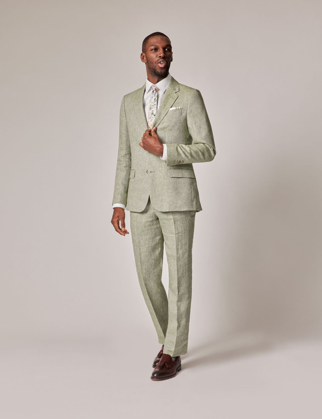 Tailored Fit Pure Linen Suit Trousers image 1