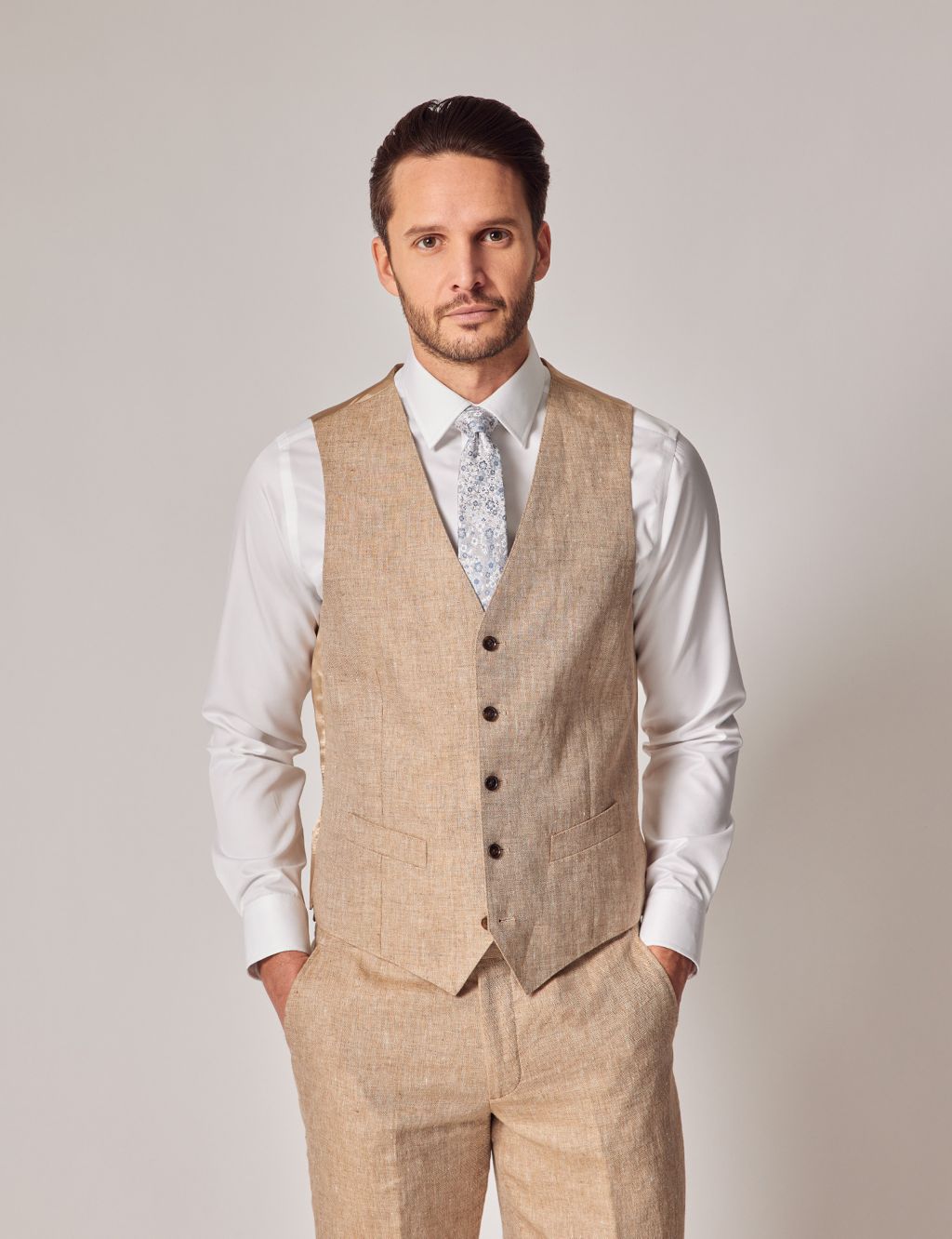 Tailored Fit Pure Linen Waistcoat image 1