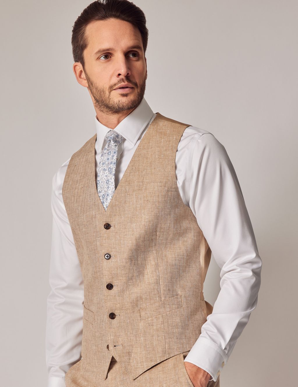 Tailored Fit Pure Linen Waistcoat image 5