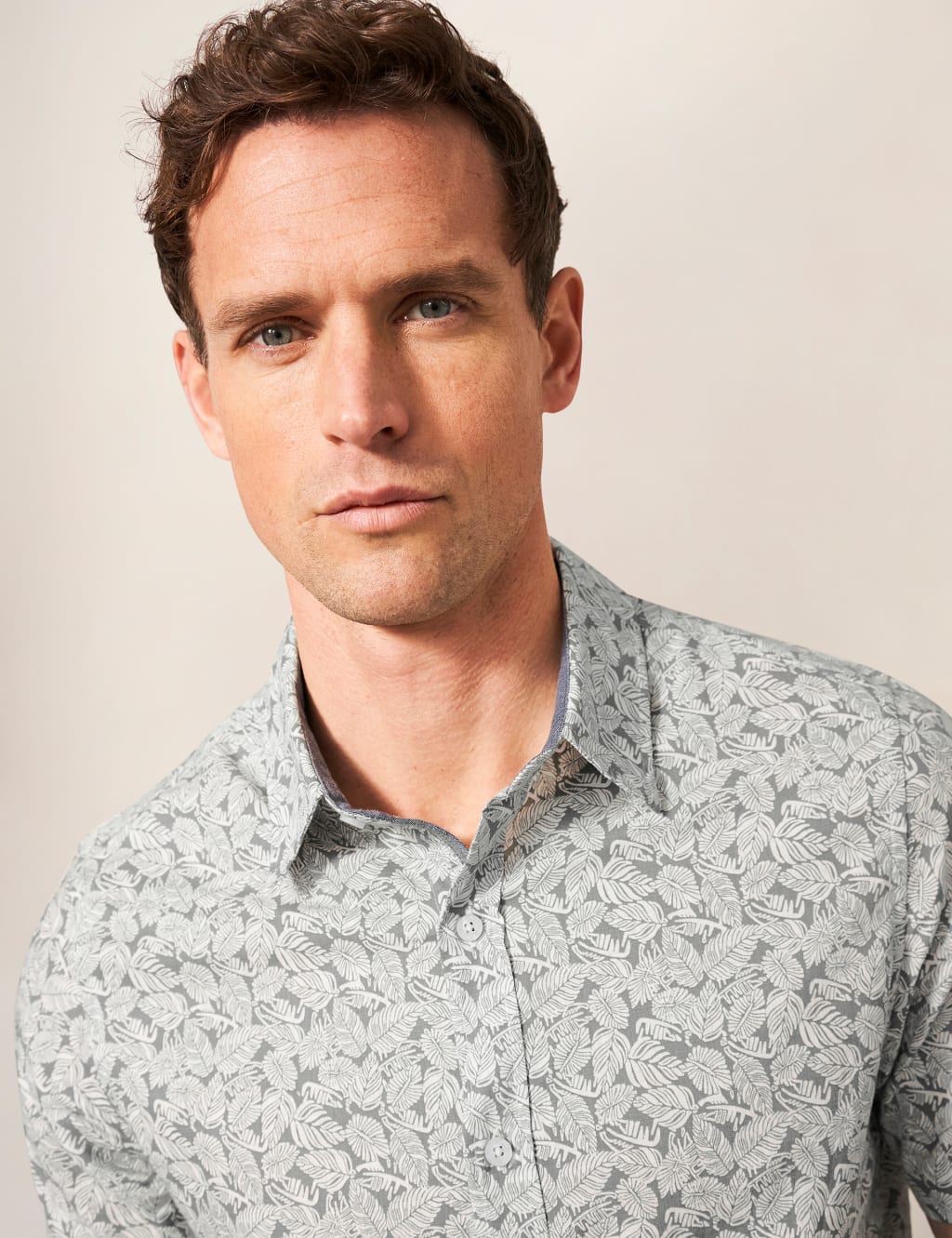 Slim Fit Pure Cotton Leaf Print Shirt image 5