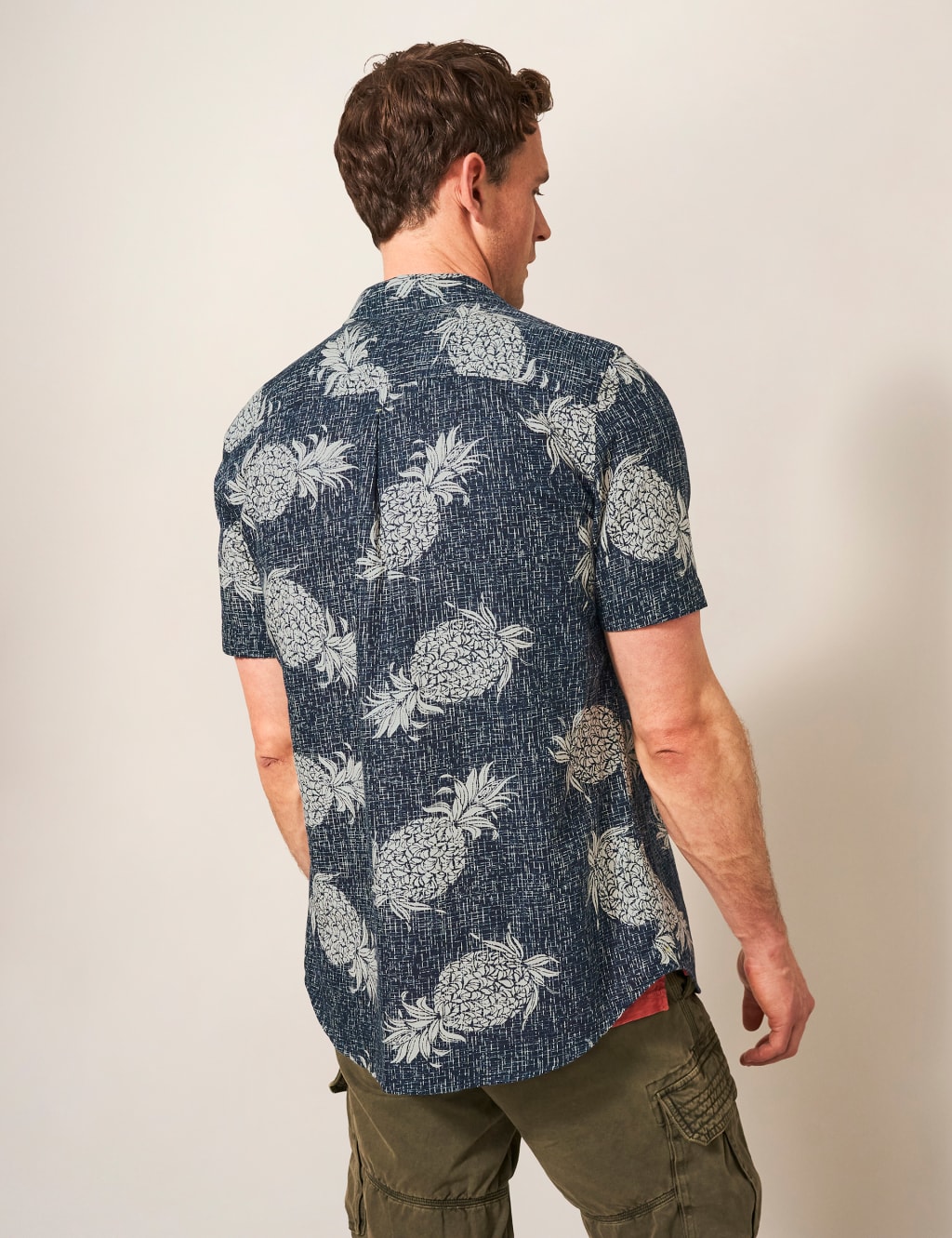 Linen Rich Pineapple Print Shirt image 3