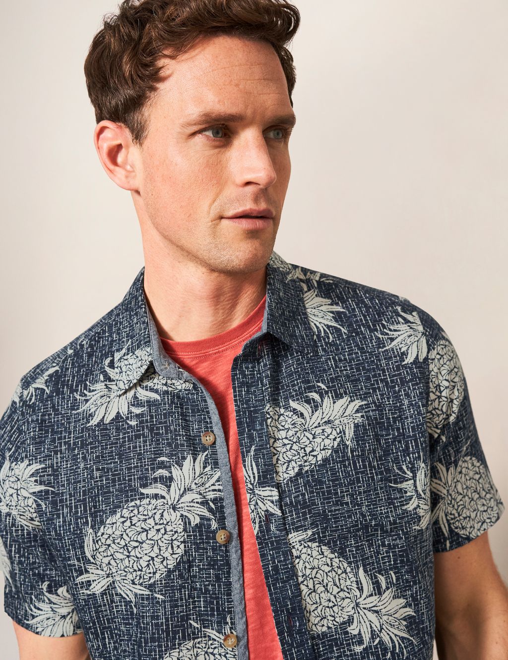 Linen Rich Pineapple Print Shirt image 4