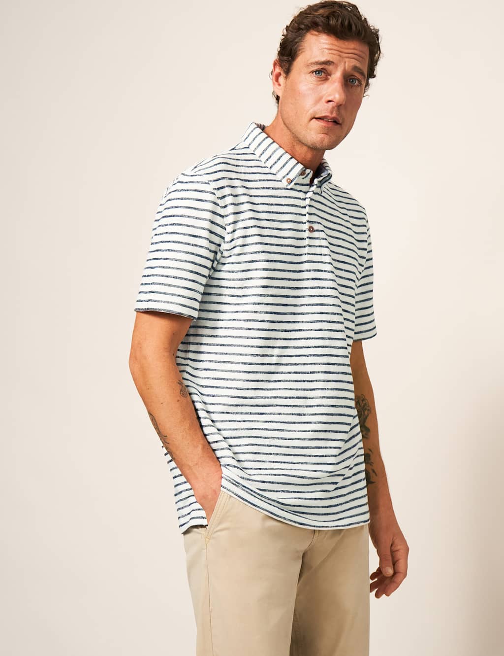 Pure Cotton Striped Polo Shirt image 3