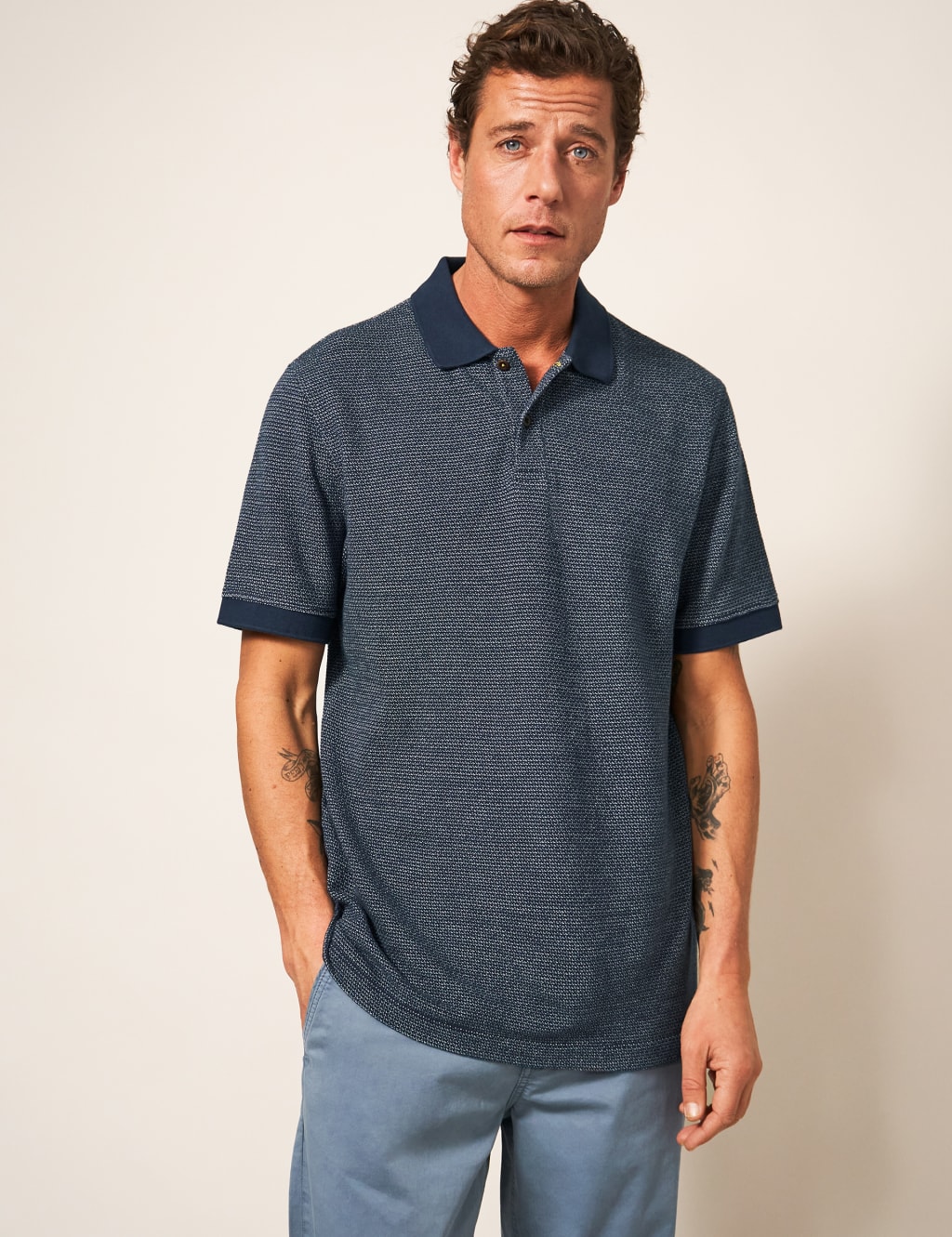 Pure Cotton Dot Print Polo Shirt image 3