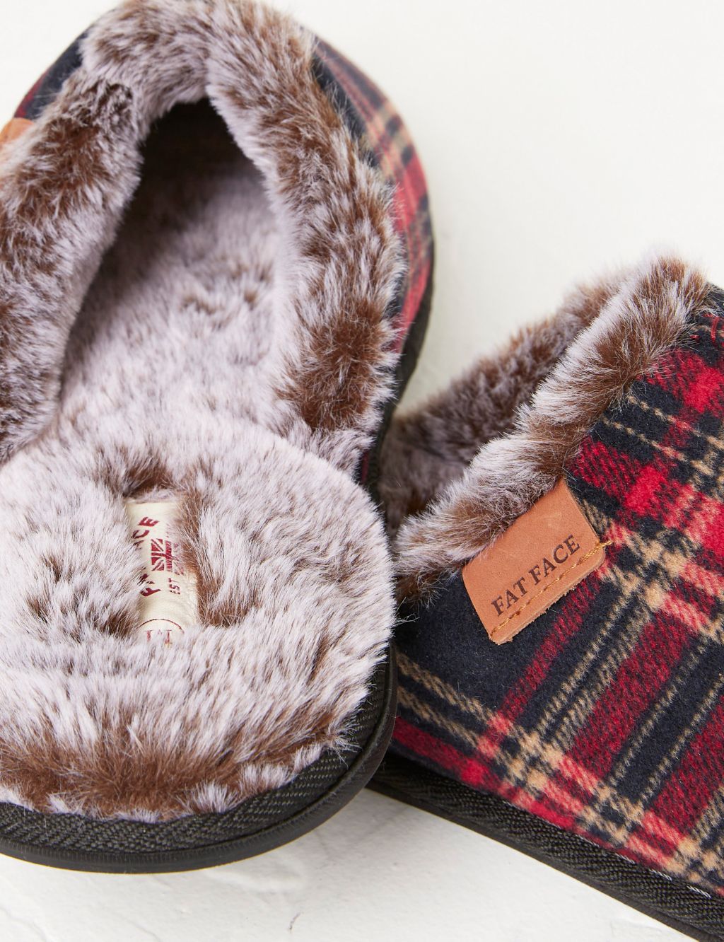 Checked Fleece Lined Mule Slippers image 3