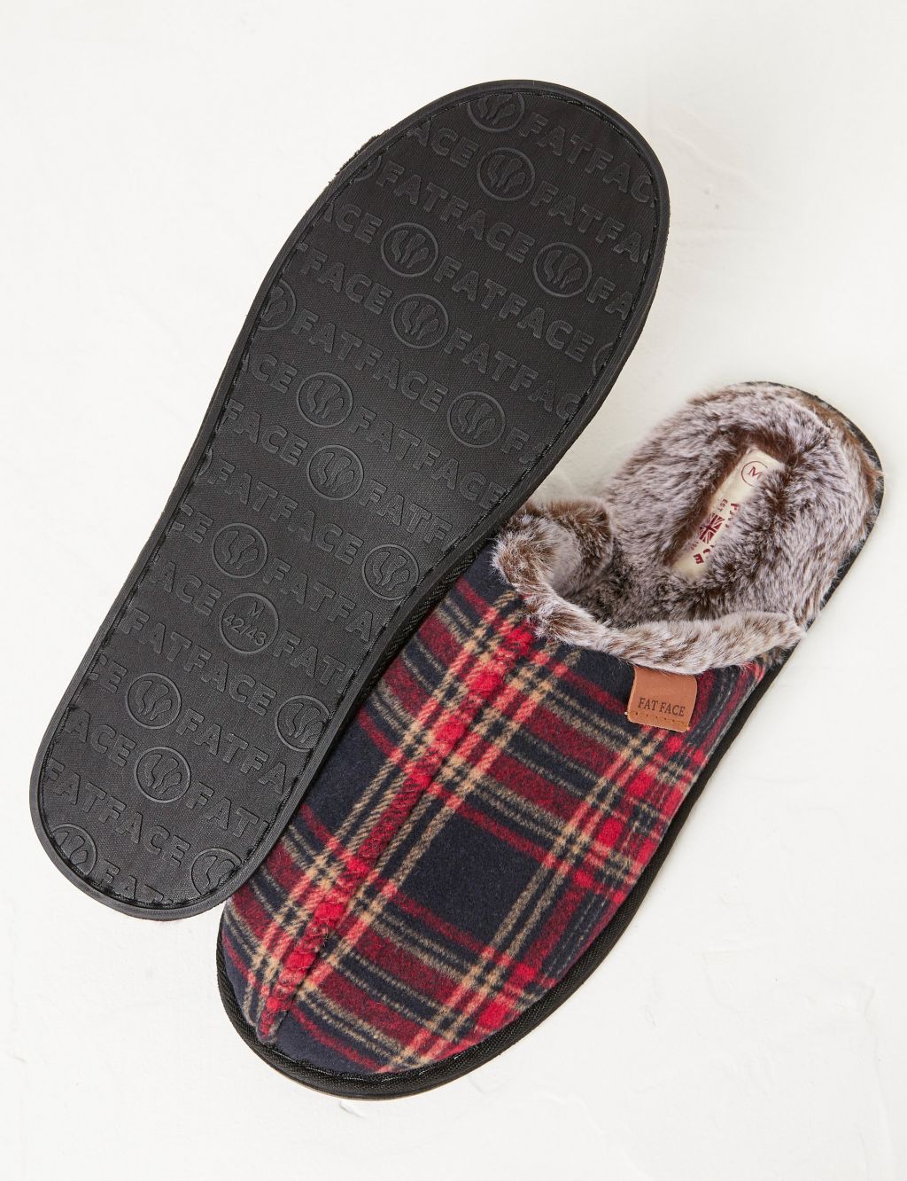 Checked Fleece Lined Mule Slippers image 4