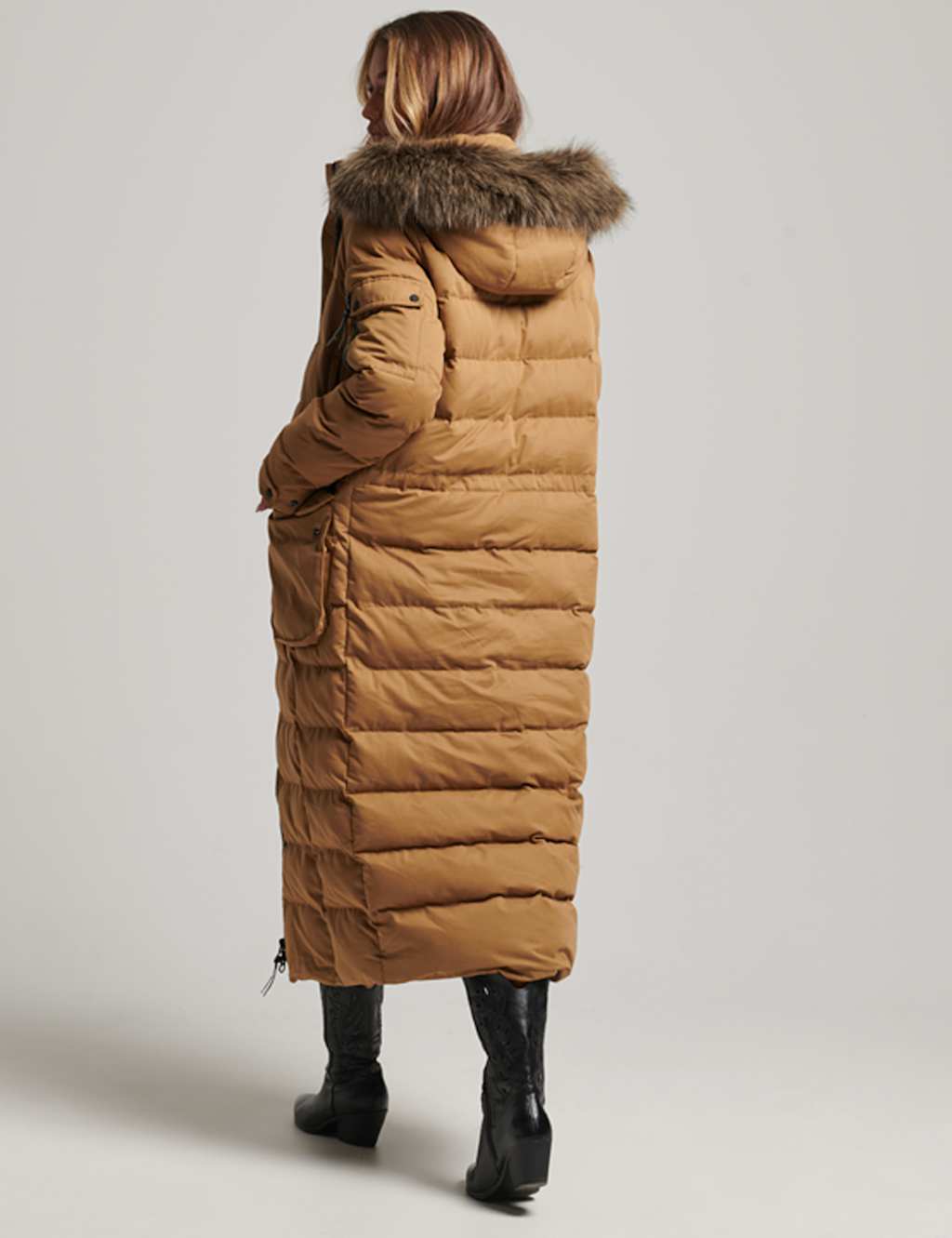Padded Hooded Longline Parka Coat image 4