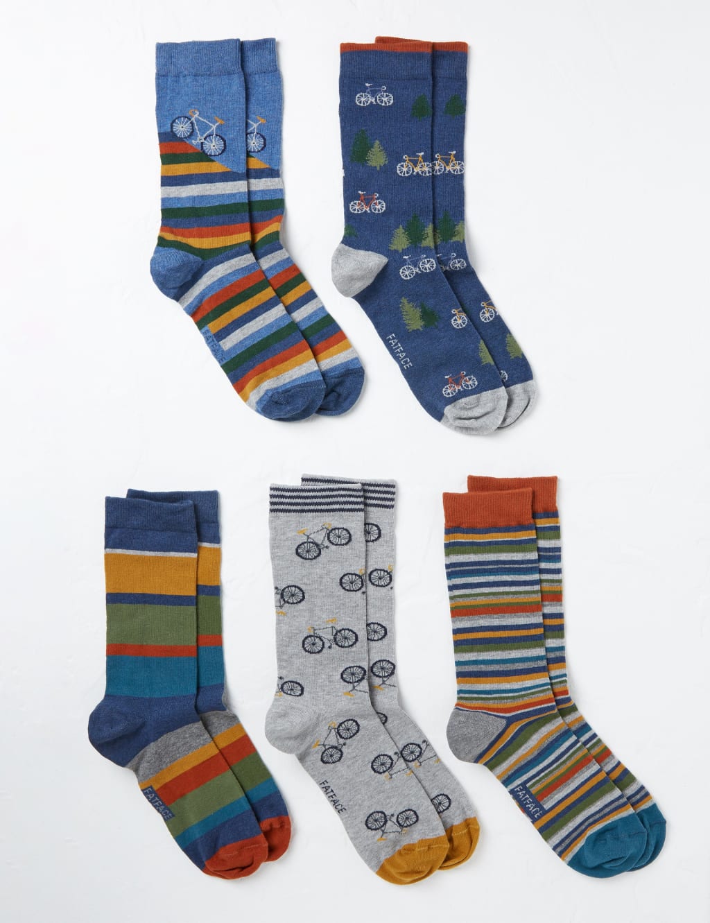 5pk Bicycle & Striped Cotton Rich Socks image 2