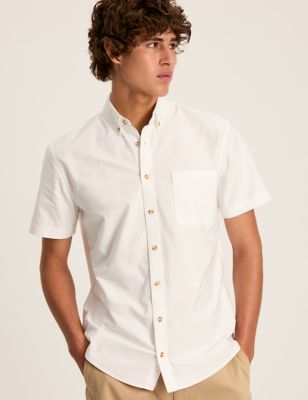 Joules Men's Pure Cotton Oxford Shirt - L - White, White,Blue