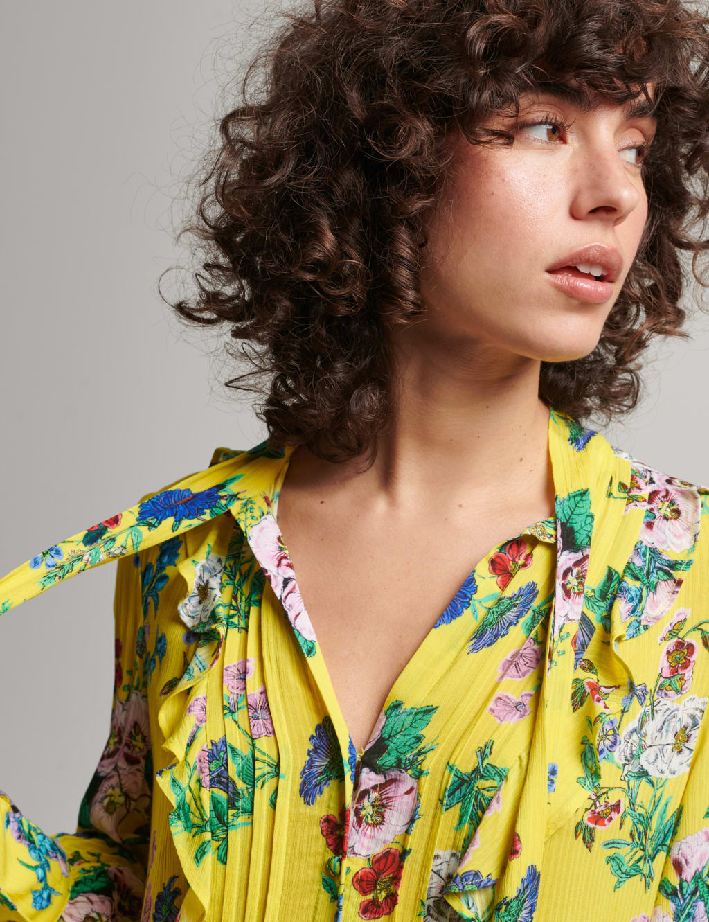 Textured Floral V-Neck Mini Tiered Dress image 3