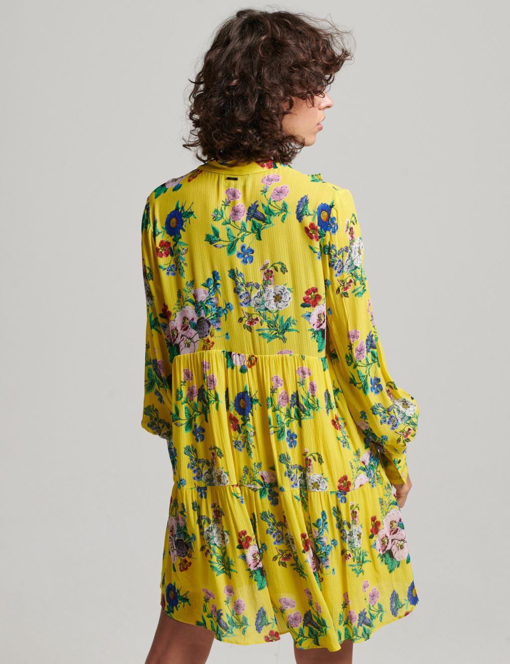 Textured Floral V-Neck Mini Tiered Dress image 4
