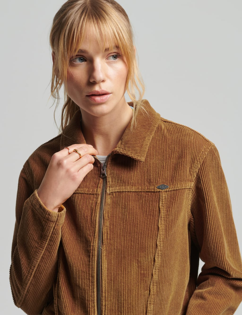 Cord Relaxed Cropped Biker Jacket image 2