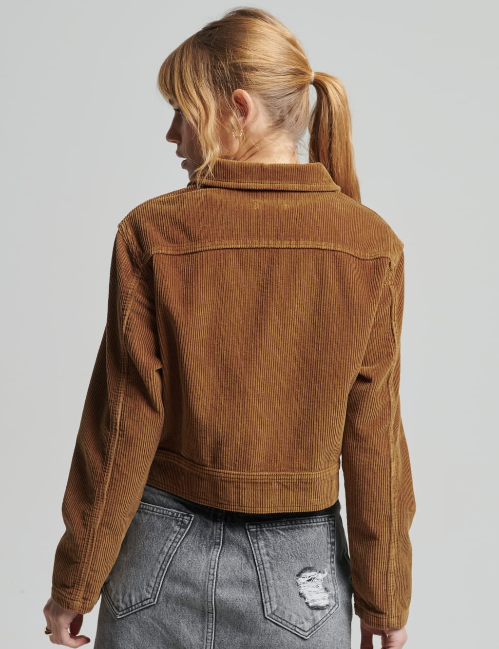 Cord Relaxed Cropped Biker Jacket image 4