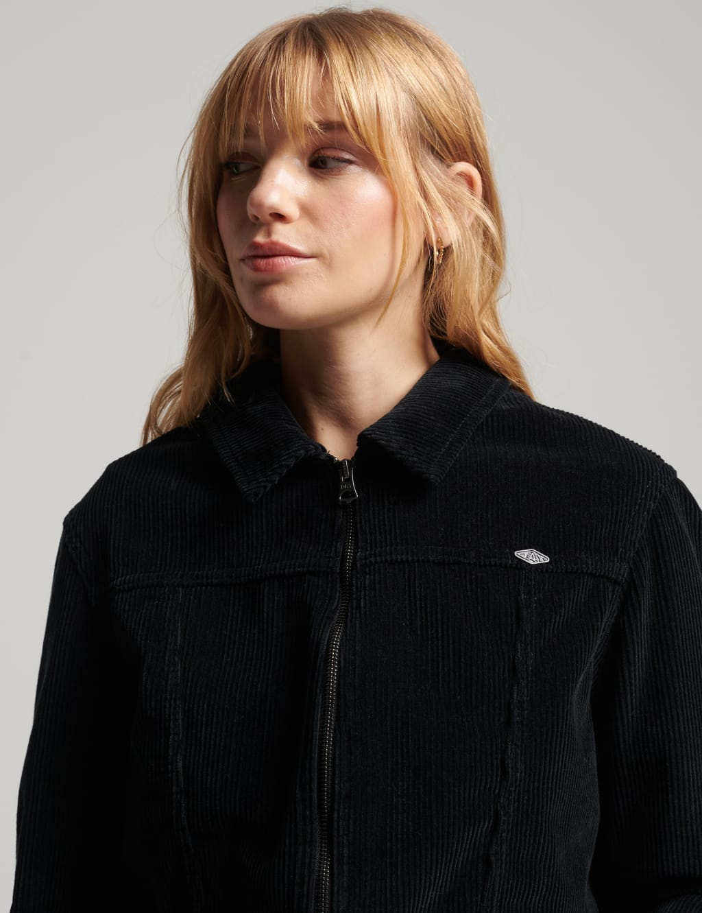Cord Relaxed Cropped Biker Jacket image 2