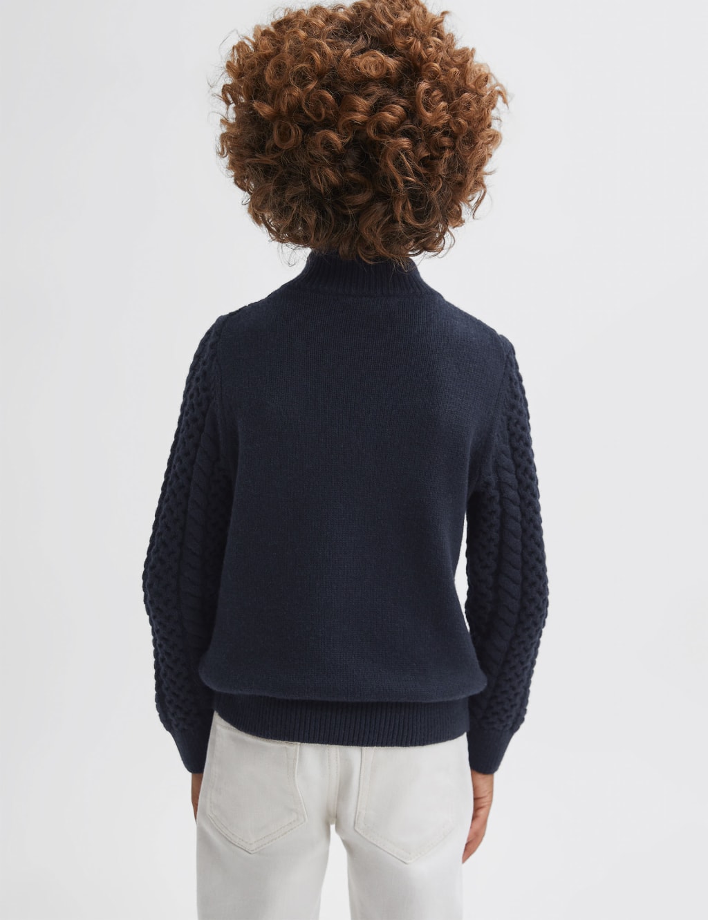 Cable Knit Half Zip Jumper with Wool (3-14 Yrs) image 4