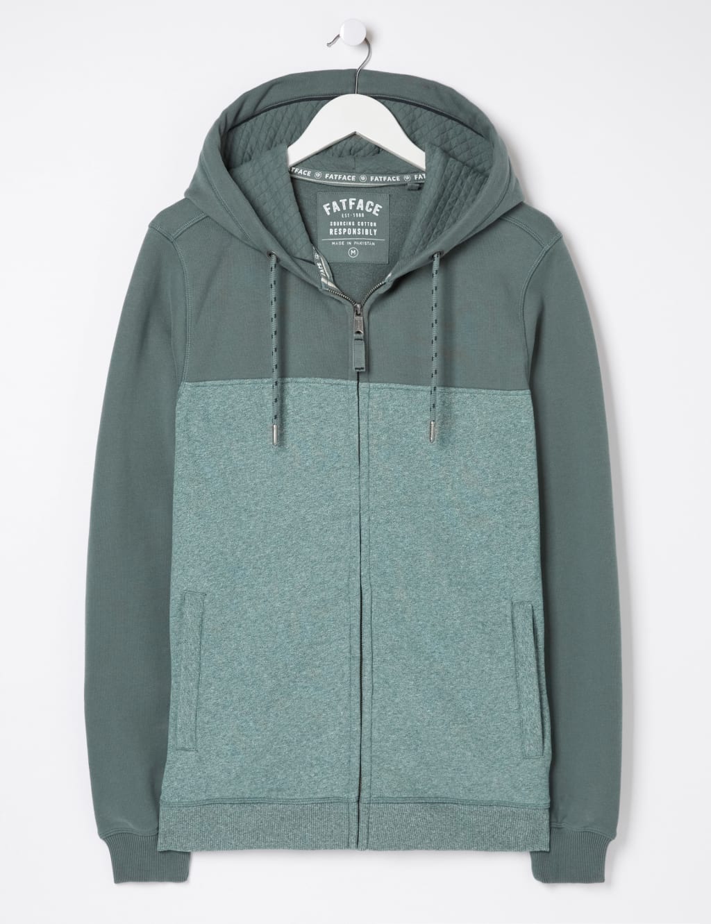 Pure Cotton Colour Block Zip Up Hoodie image 2