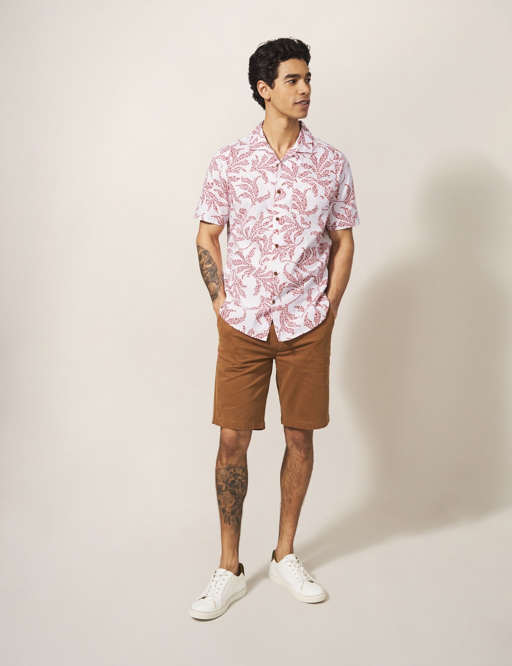 Pure Cotton Leaf Print Revere Shirt image 2