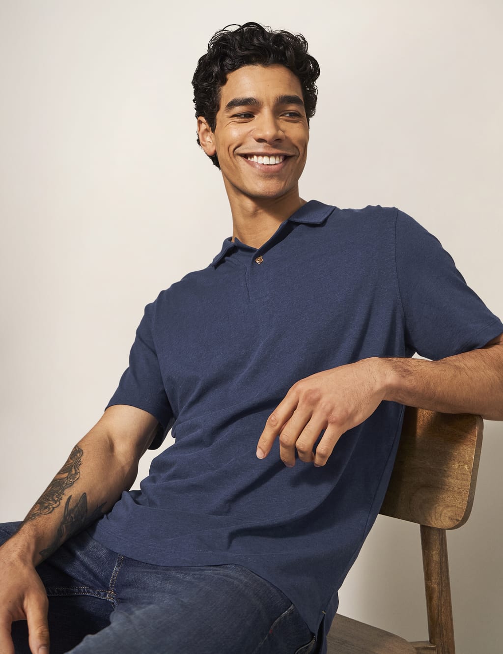 Linen Blend Revere Polo Shirt