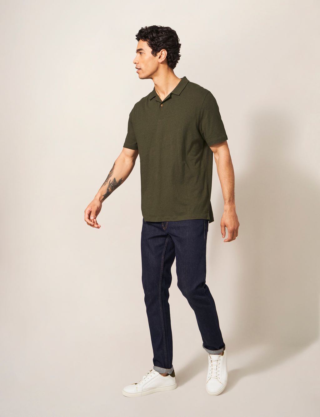 Linen Blend Revere Polo Shirt image 2