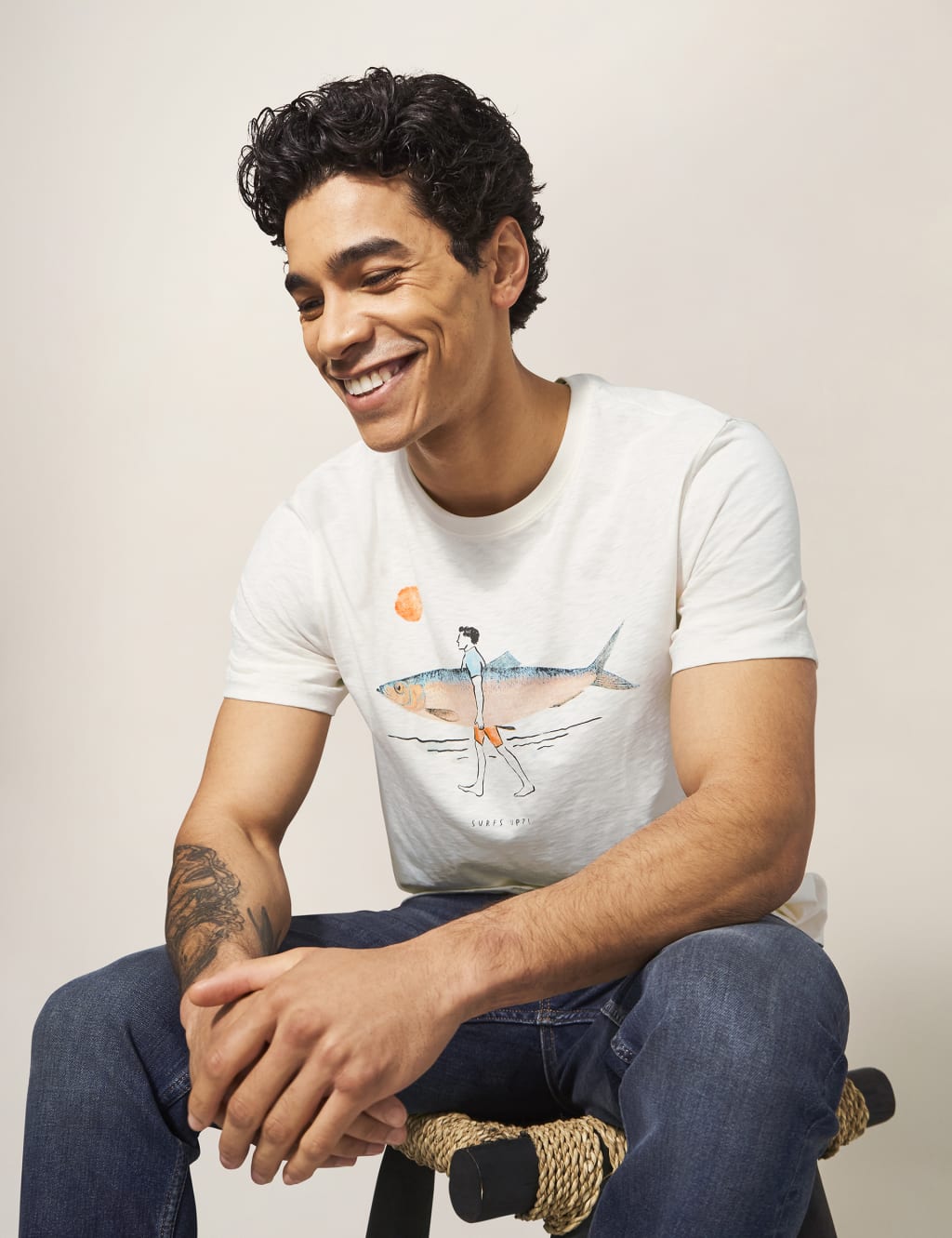 Pure Cotton Surfboard Graphic T-Shirt image 1