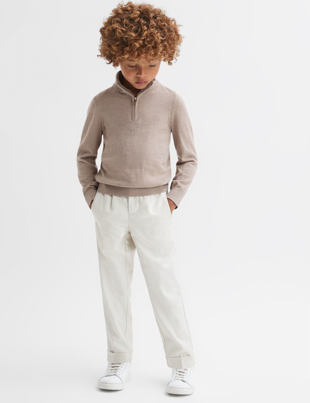 Pure Merino Wool Knitted Half Zip Jumper (3-14 Yrs) image 3