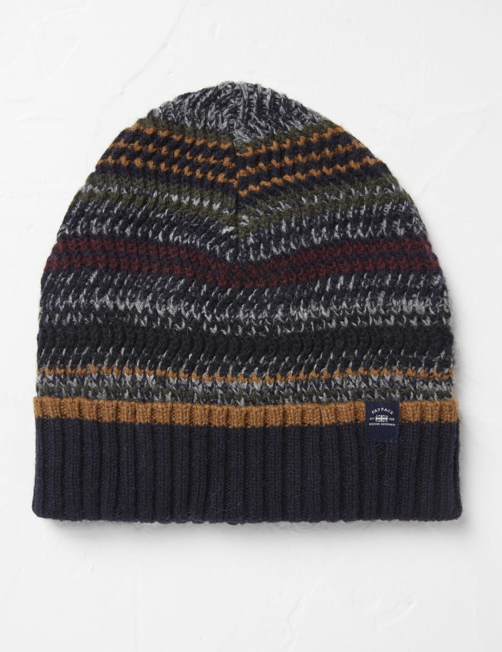 Wool Rich Striped Knitted Beanie Hat image 1