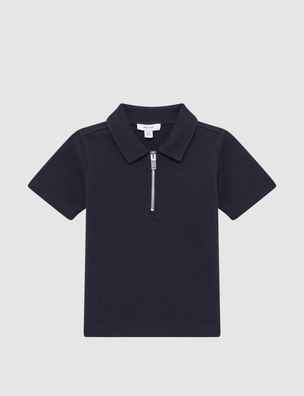 Cotton Rich Textured Half Zip Polo Shirt (3-14 Yrs) image 2