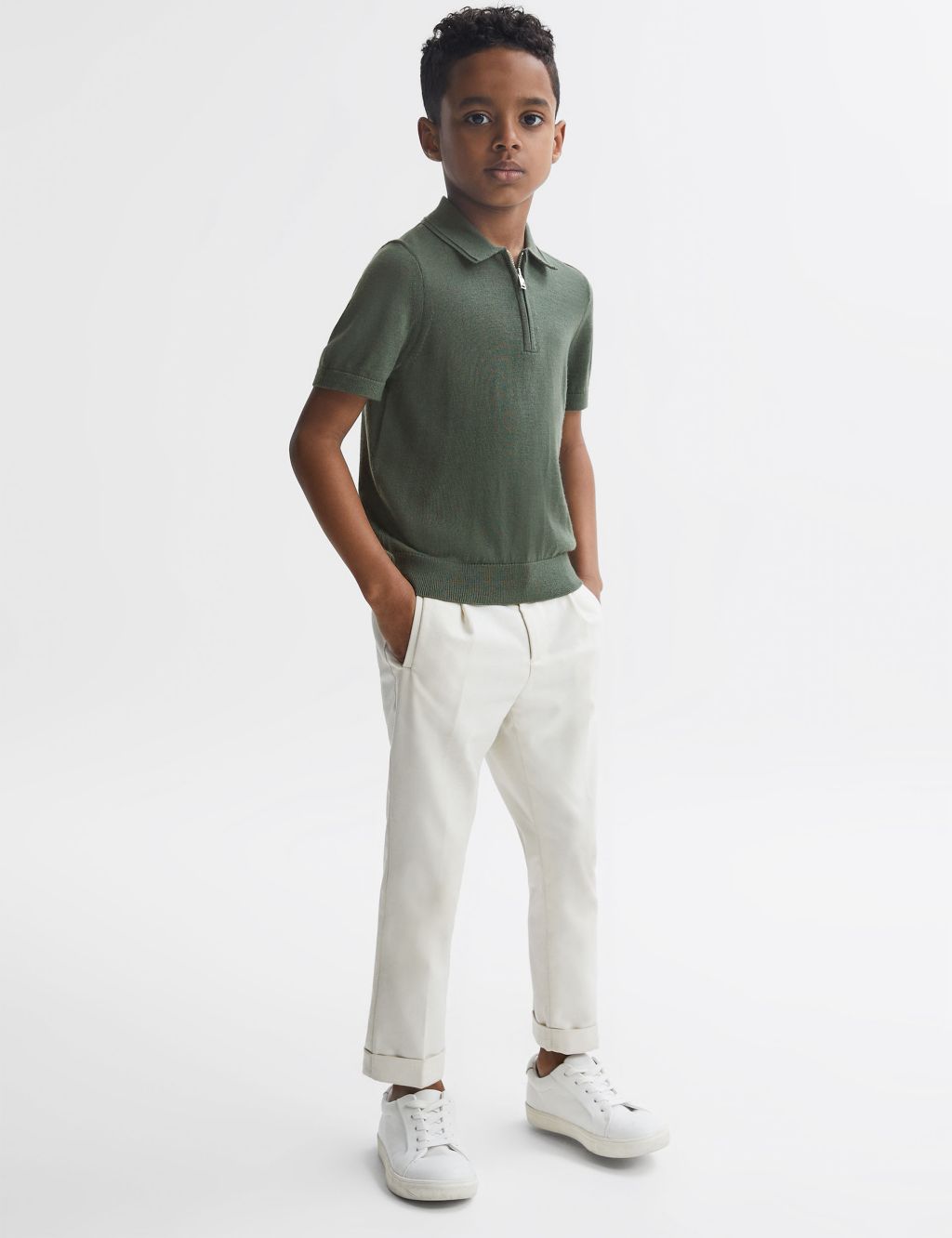 Pure Merino Wool Half Zip Polo Shirt (3-14 Yrs) image 3