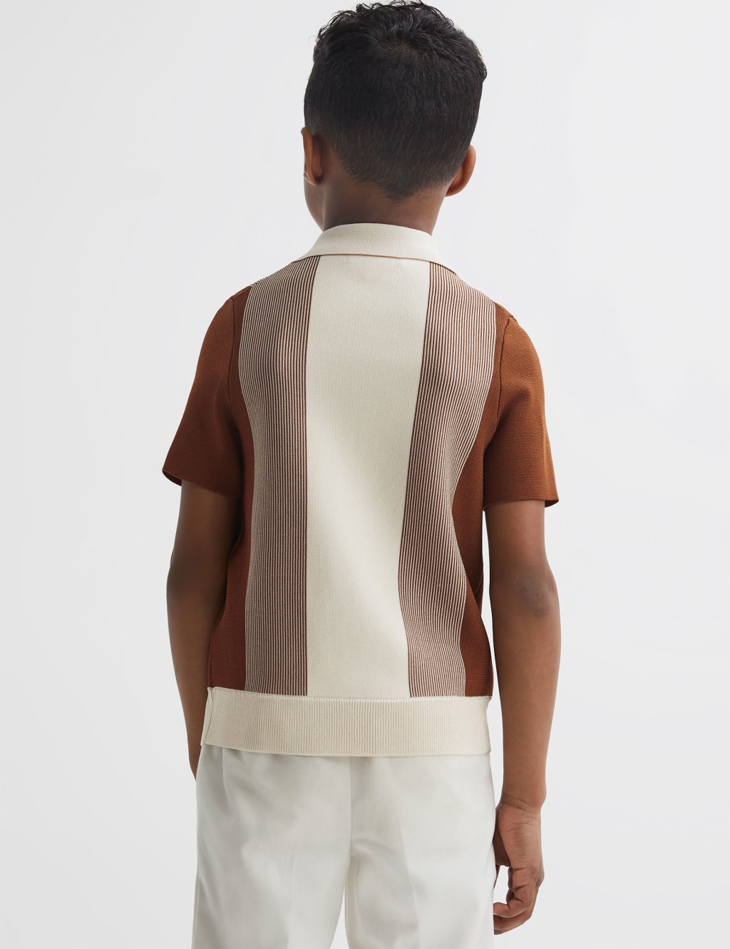 Knitted Striped Half Zip Polo Shirt (3-14 Yrs) image 4