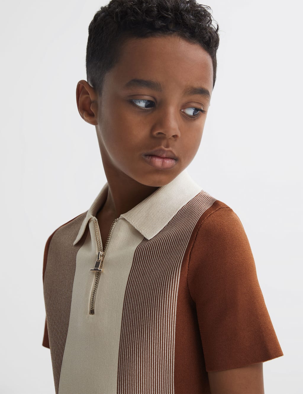 Knitted Striped Half Zip Polo Shirt (3-14 Yrs) image 5