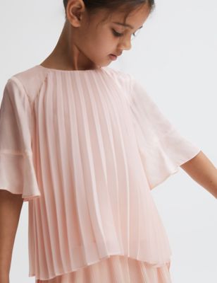 Reiss Girls Pleated Top (4-14 Yrs) - 5-6 Y - Pink, Pink