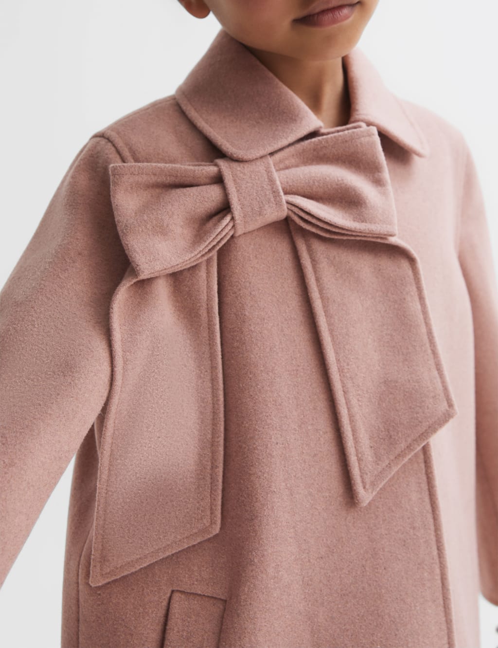 Wool Blend Bow Detail Coat (4-14 Yrs) image 4