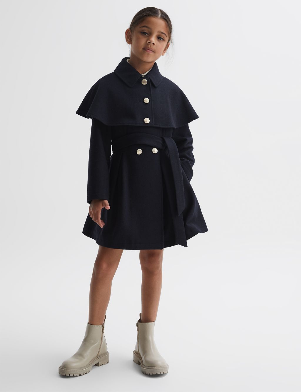 Wool Blend Belted Coat (4-14 Yrs)