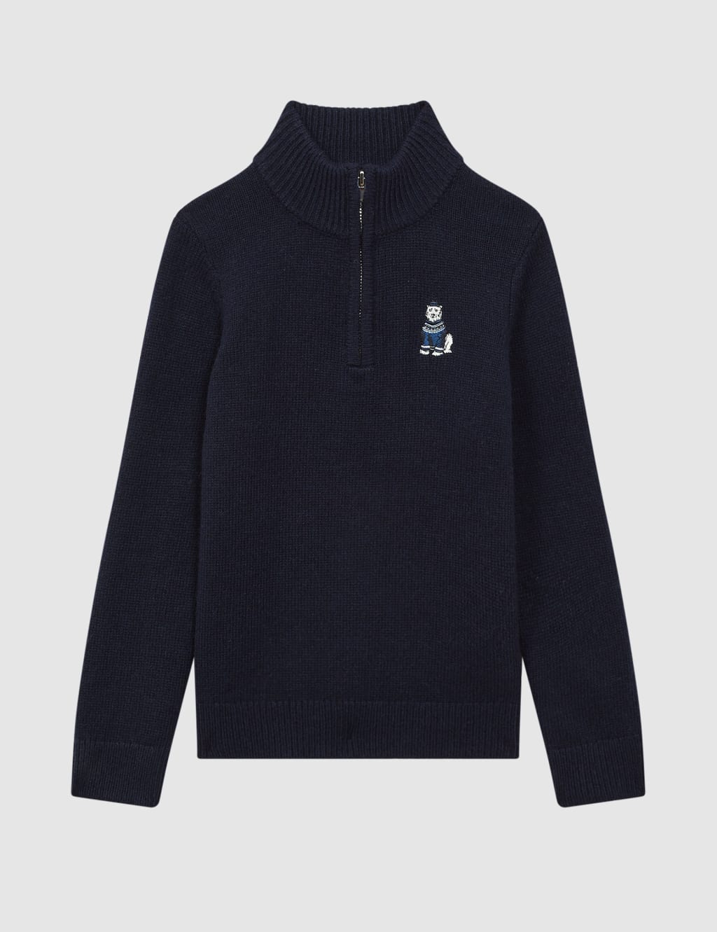 Knitted Polar Bear Half Zip Jumper with Wool (3-14 Yrs) image 2